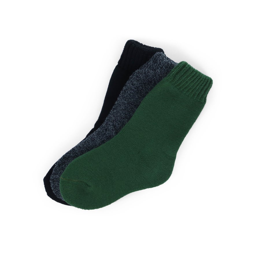 3pk Childrens Thermal Multi Sock - Green - Number One Shoes