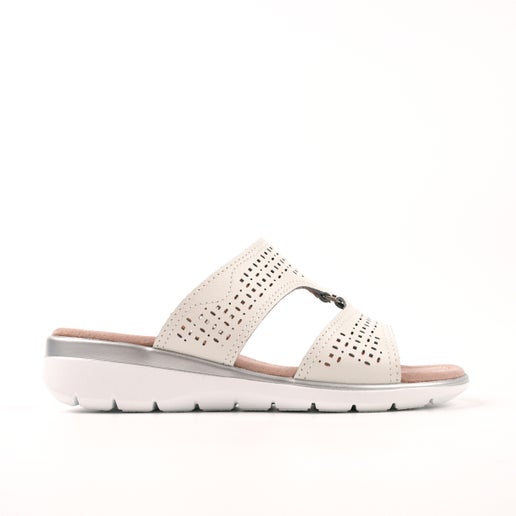 Bianca Leather Slides in White | Number One Shoes