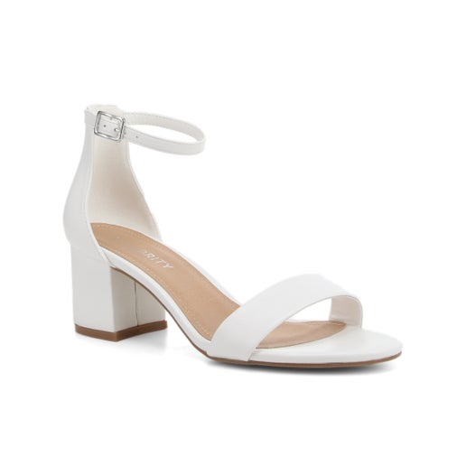 Camilla Block Heels in White | Number One Shoes