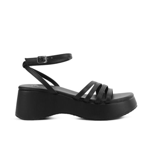 Casey Flatform Sandals in Black | Number One Shoes