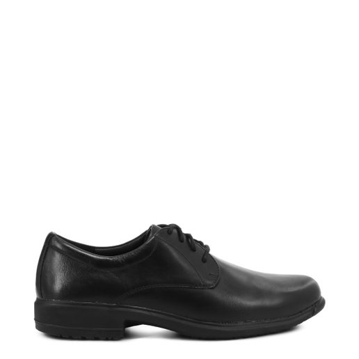 Contest Leather Senior School Shoes in Black | Number One Shoes