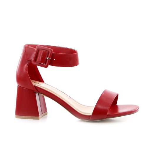 Gus Block Heels - Wide Fit in Red | Number One Shoes