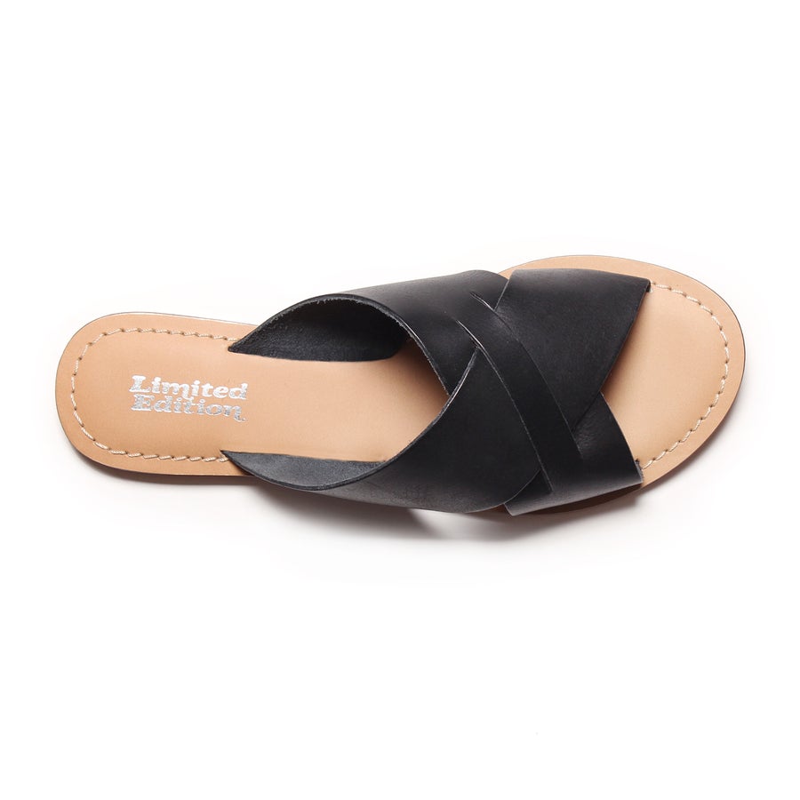Limited Edition Hailey Leather Sandals - Black - Number One Shoes