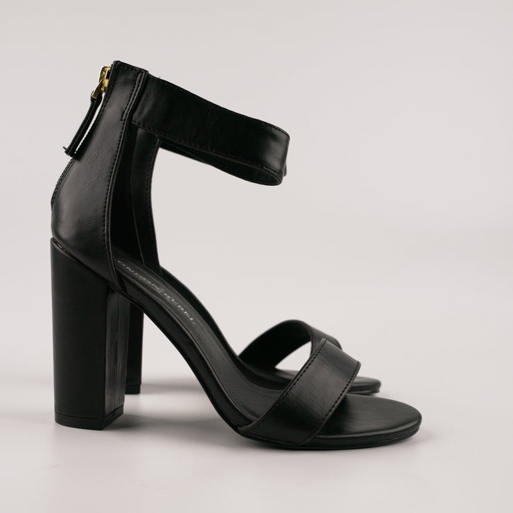 London Rebel Mami Block Heels - Black - Number One Shoes