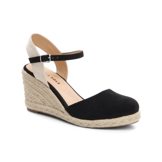 Willow Espadrille Wedges in Black | Number One Shoes