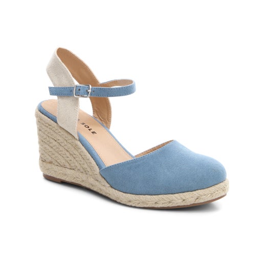 Willow Espadrille Wedges in Blue | Number One Shoes