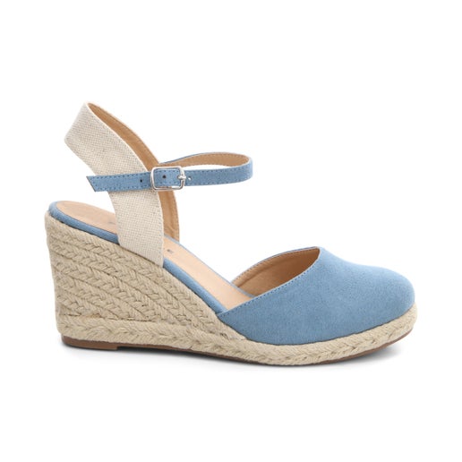 Willow Espadrille Wedges in Blue Denim | Number One Shoes