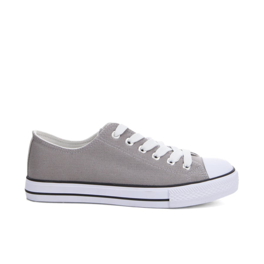 Women's Low Canvas Shoes - Grey - Number One Shoes